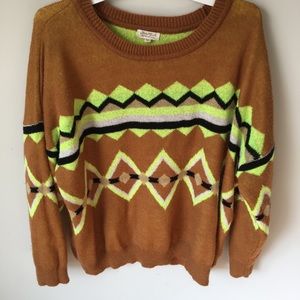 Charlie Brown (ish) sweater neon & camel sweater